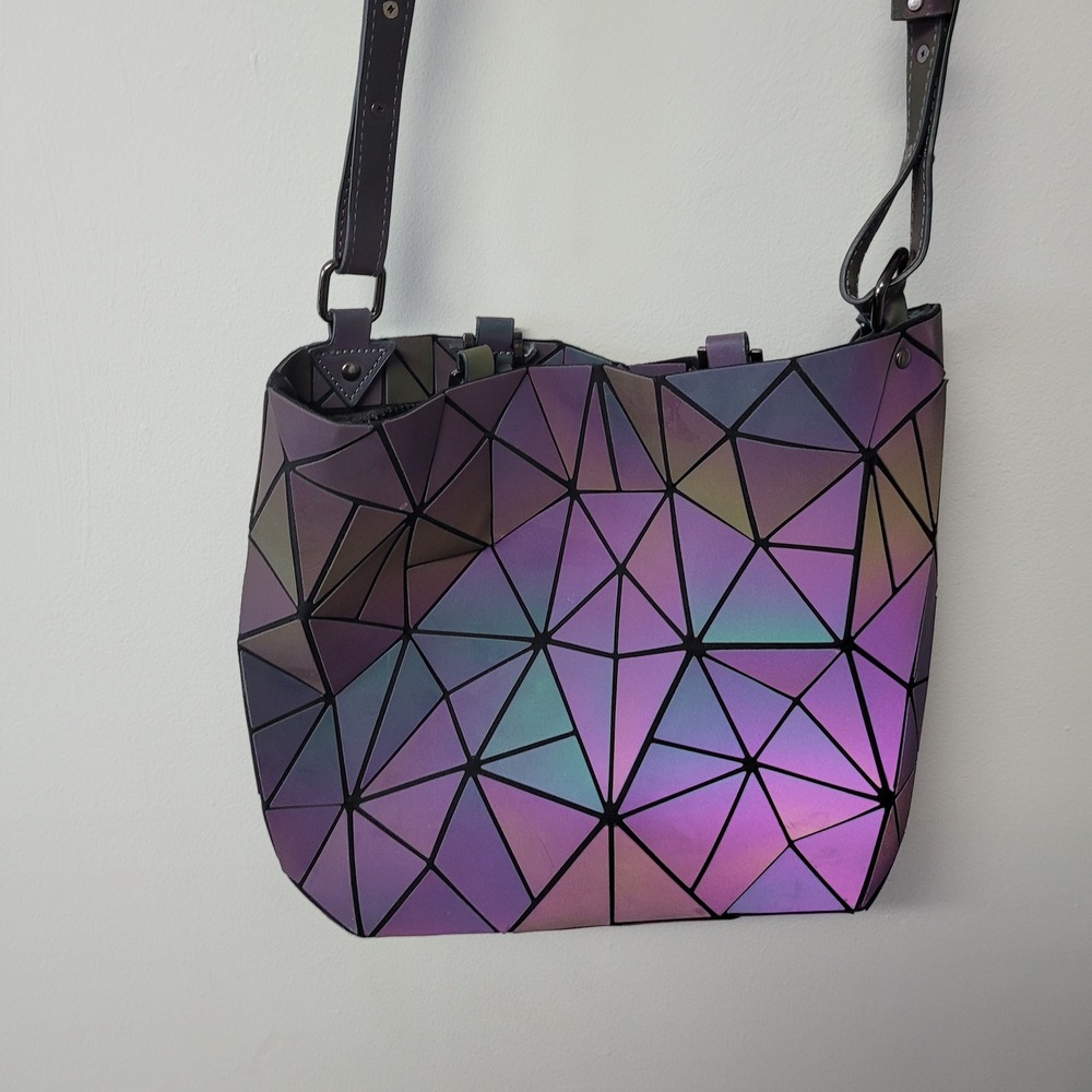 HOTONE Iridescent Geometric Prism Handbag Purse‎ Wallet Set